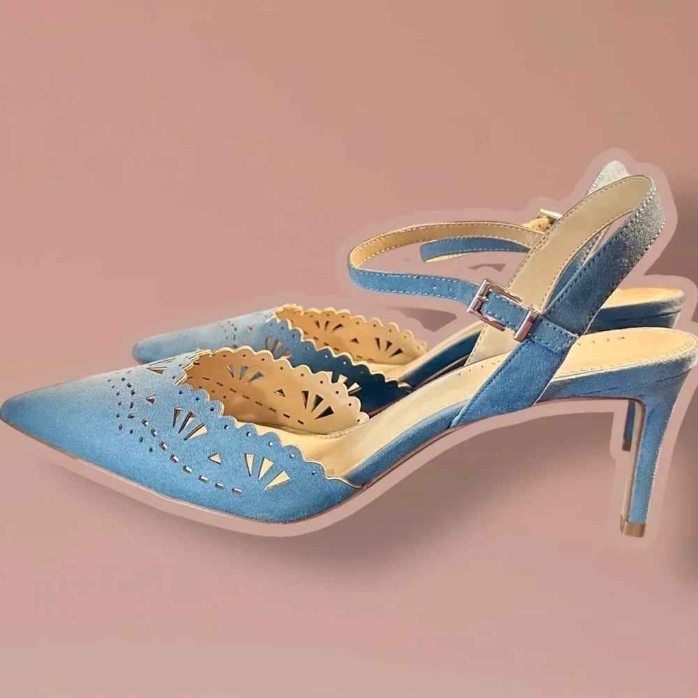 NWOT Kelly & Katie ‘Zabell’ Geometric Cutout Ankle Strap Pumps in Blue Size 11